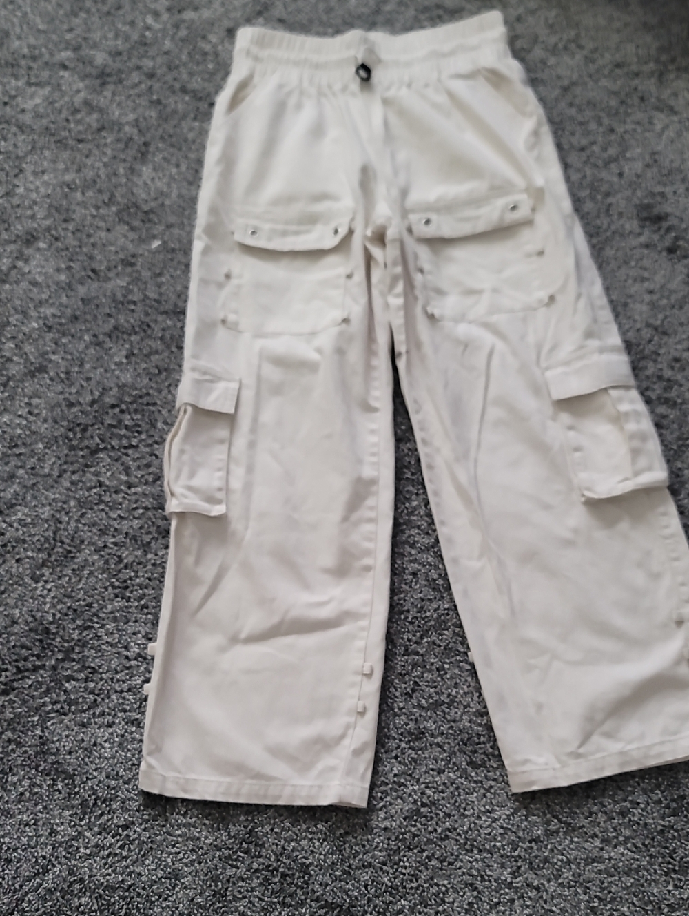 White Cargo Wide-Leg Pants